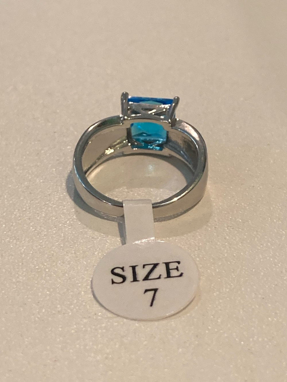 Blue CZ Square-Cut and Blue Opal Ring - Picture 4 of 13